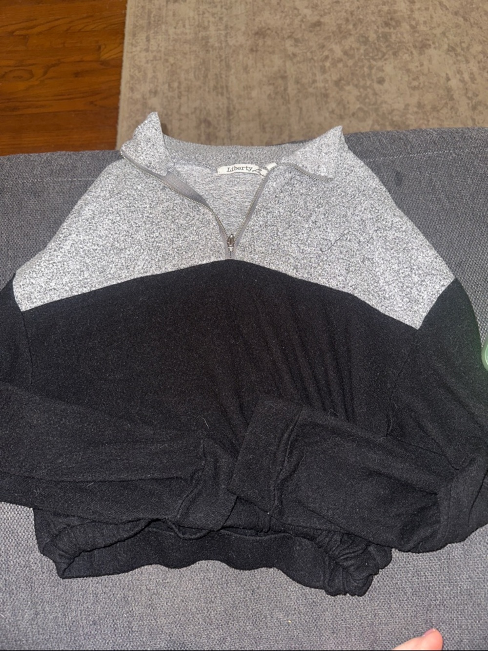 Quarter-Zip Pullover in Heather Gray and Black